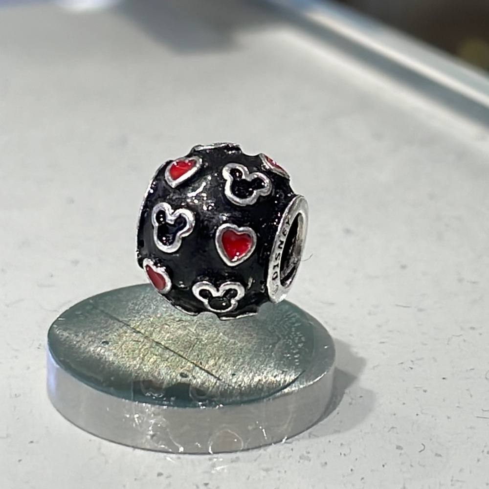 Retired Pandora Enameled Mickey & hearts charm